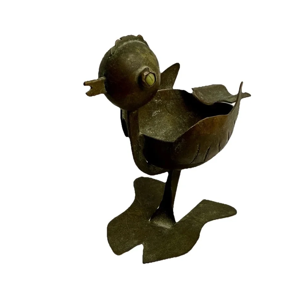 Vintage Mid-Century Brass Bird Ashtray 1950's Atomic Smoking Table Decor